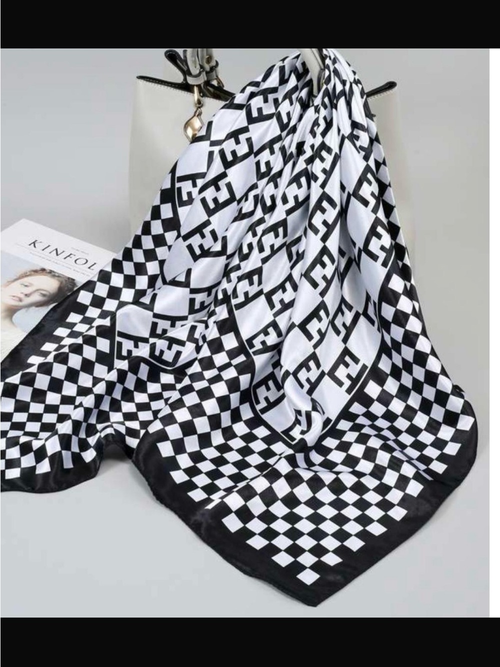 Luxury Patterned Satin Scarf - Picture 9 of 16